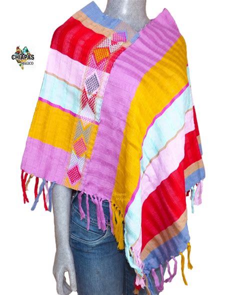 Poncho Multicolor Telar De Cintura