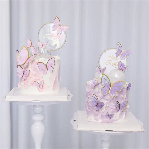 Diy Cake Decoration Happy Birthday Pink Theme Butterfly Paper Cake Topper