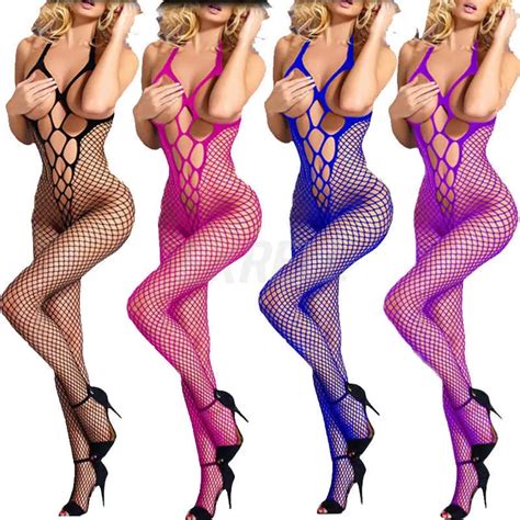 Women Sexy Lingerie Nightwear Open Fishnet Body Stocking Bodysuit