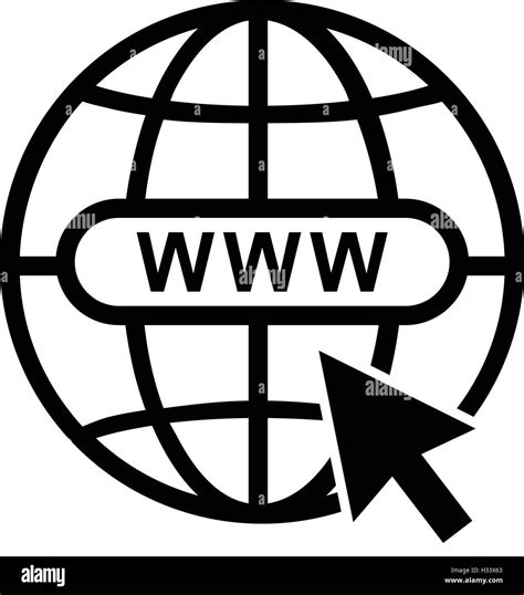 Internet Globe Icon With Arrow Cursor World Wide Web Symbol Black