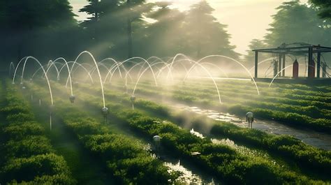 Premium AI Image | Modern smart irrigation systems technology for growing farming plants