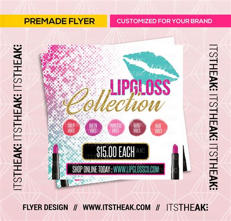 Premade Lip Gloss Flyer Customized For Your Brand Makeup Etsy