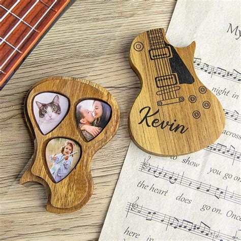 Personalized Wooden Guitar Picks With Case Custom Photoengraving