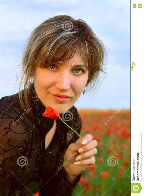 Portrait Woman With Poppy Stock Image Image Of Design 9814547