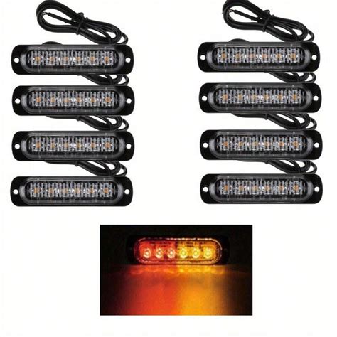 8pcs 6 Strobe LED Hazard Beacon Emergency Flashing Side Marker Light