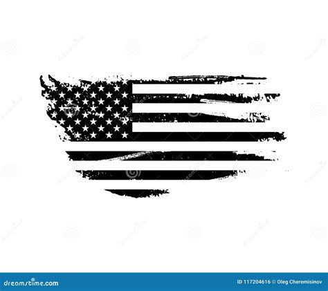 Black Vintage USA Flag Illustration. Vector American Flag On Grunge ...