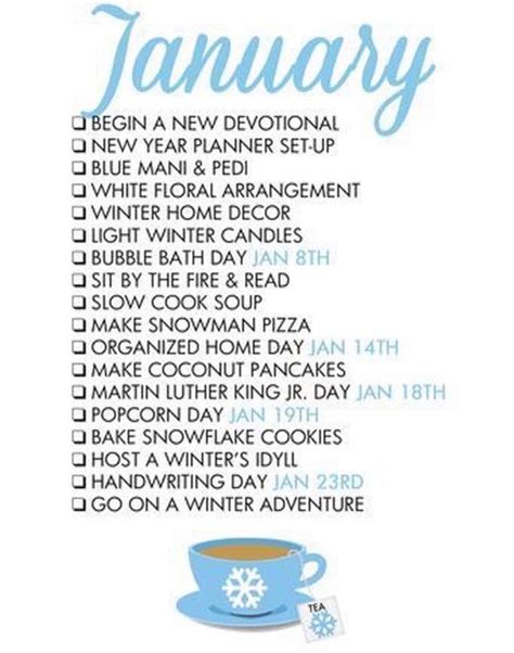 List of homemaking things to do in january free printable – Artofit