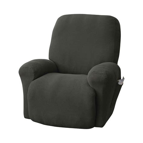 Mainstays Recliner Pixel Stretch Fabric Slipcover, Gray, 4-Piece ...