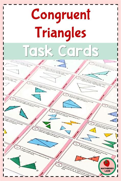 Congruent Triangles Task Cards Includes Congruence As Rigid Motions And