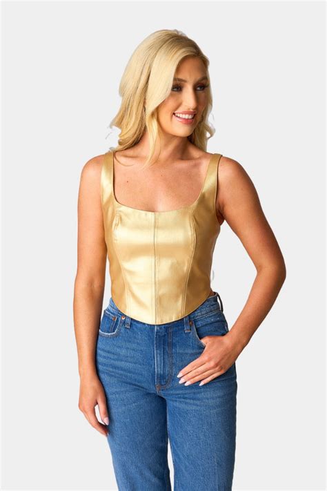 Buddylove Coco Vegan Leather Corset Top Gold Buddylove Clothing Label