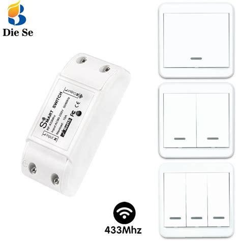 220v Smart Wireless Light Switch Rf 433mhz Push Button Switch Wall