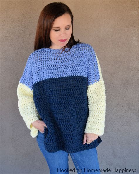 Oversized Color Block Crochet Sweater Pattern Hooked On Homemade