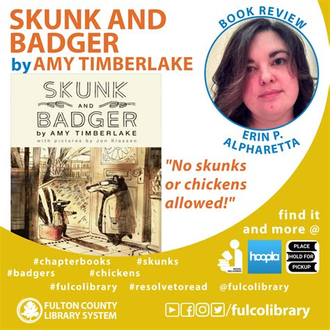 Book Review Skunk And Badger By Amy Timberlake Fulton County Library