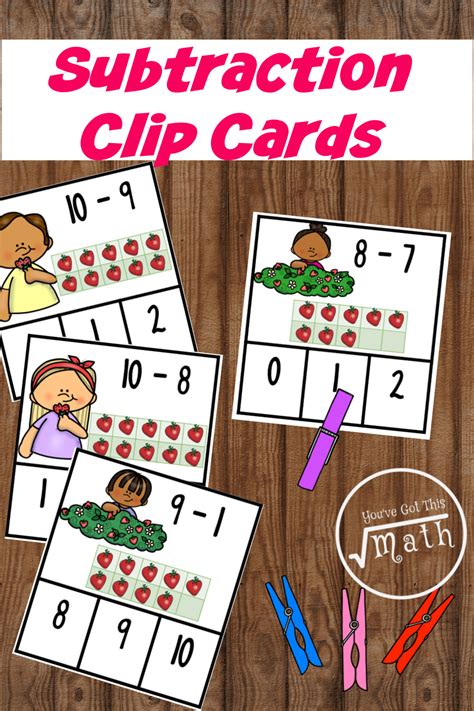 Spring Subtraction With Ten Frames Clip Cards Free