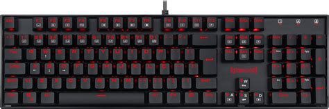 Teclado Mecânico Gamer Redragon Mitra Preto Single Color LED Vermelho