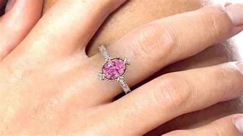 Art Deco Pink Tourmaline Engagement Ring Unique Pink Etsy