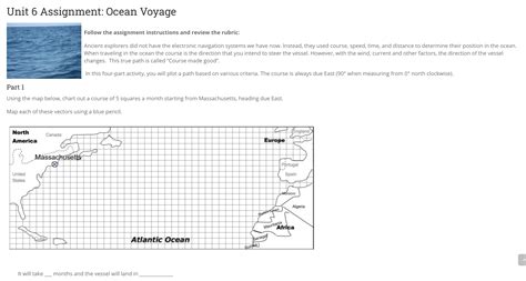 Unit 6 Assignment Ocean Voyage Follow The Assignment Instructions