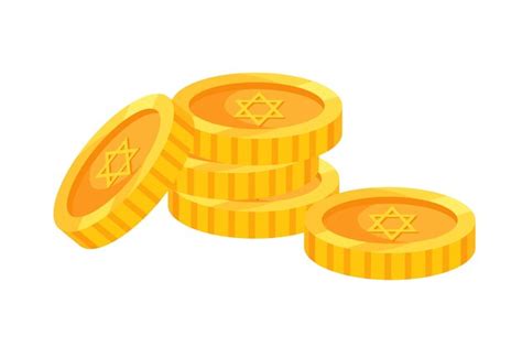 Premium Vector Traditional Big Holiday Of Hanukkah Gold Coins With