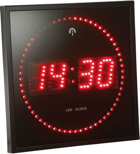 Lunartec Digital Wall Clock With Radio Control 60 LEDs Red Amazon