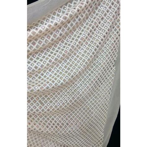 Chikan Wala Off White Georgette Mukaish Worked Chikankari Saree Hand