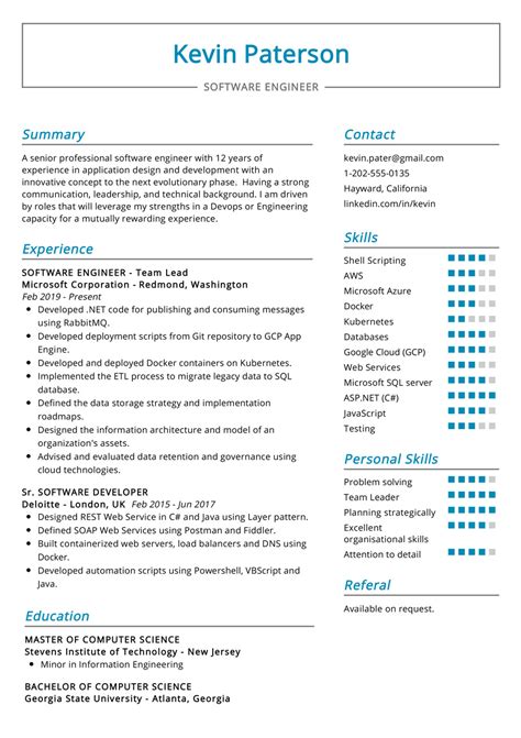 Software Engineer Resume Example In Resumekraft