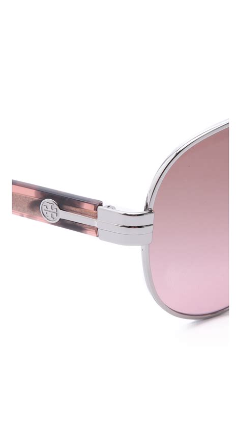 Lyst Tory Burch Modern Aviator Sunglasses In Metallic