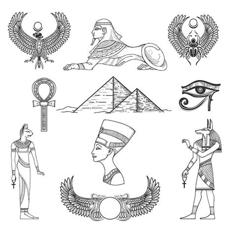 Free Vector Egypt Symbols Culture Icon Character Antique Pyramid Vector Illustration