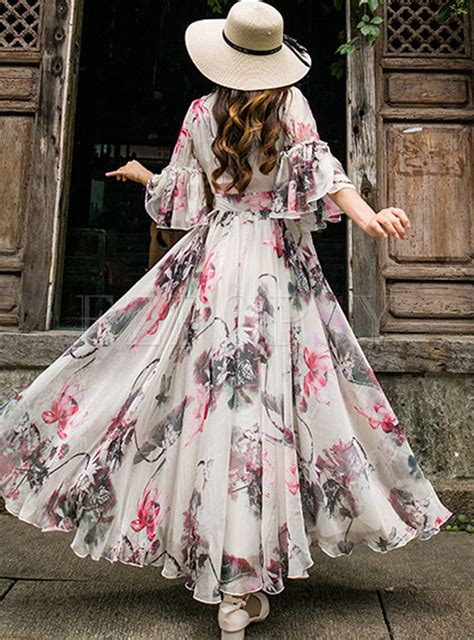 Printed Chiffon Maxi Dress