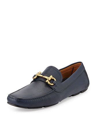 Salvatore Ferragamo Parigi Pebbled Leather Driver Navy Alexander