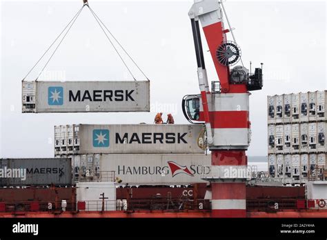 Crane Unloads Container Ship Sevmorput Russian Nuclear Powered