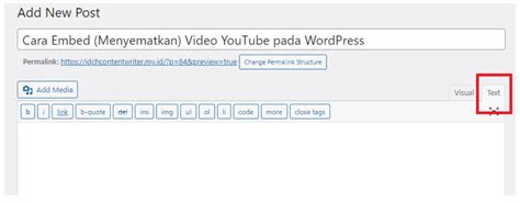 Cara Embed Video YouTube Di WordPress IDCloudHost