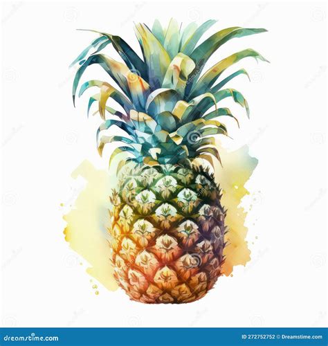 Watercolor Pineapple Stock Illustration Illustration Of Leaves