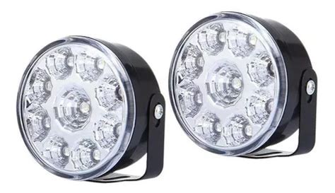 Par Faro Auxiliar 9 Led 5w Drl Cuatri Moto Redondo Off Road