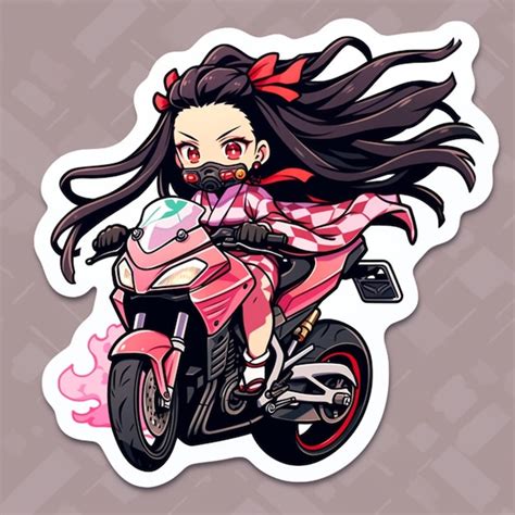 Premium Photo | Anime girl on a motorcycle with long hair blowing in the wind generative ai