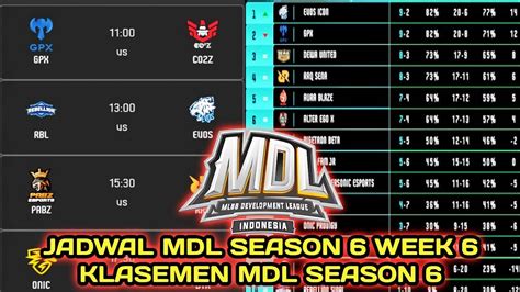 Jadwal Mdl Season Week Evos Icon Kokoh Di Puncak Klasemen Youtube