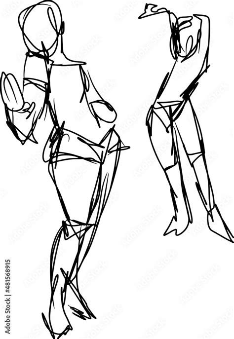 A Messy Sketch Of Two People Doing A Stretch Stock Vector Adobe Stock