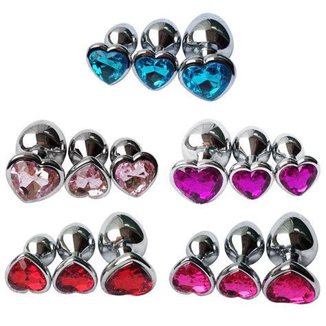 Buy 3PCS Anal Beads Crystal Jewelry Heart Butt Plug Stimulator Sex Toys