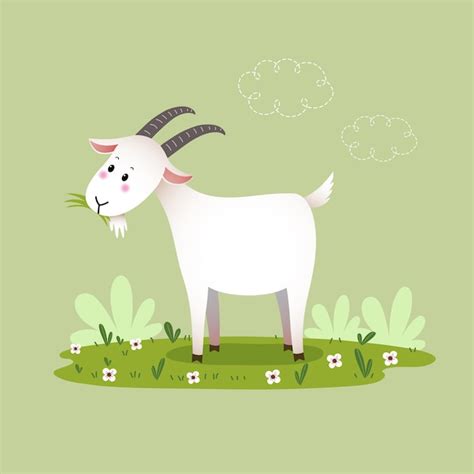 premium vector cartoon goat eating  grass