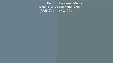 Behr Slate Blue RAH 74 Vs Benjamin Moore Charlotte Slate AC 24 Side