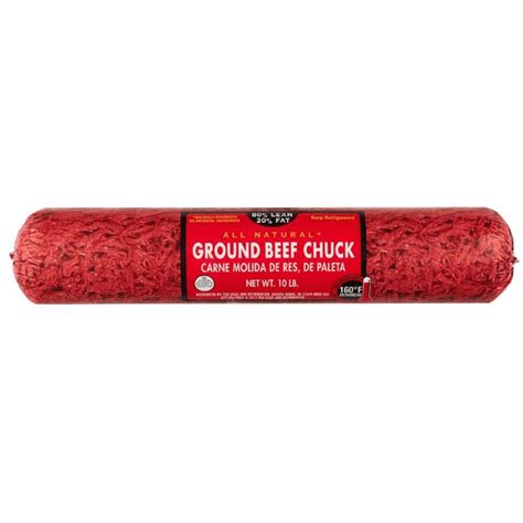 All Natural 80 Lean20 Fat Ground Beef Chuck Roll 10 Lb Brickseek