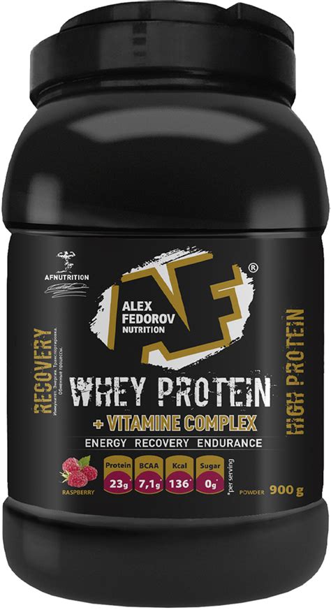 Высокобелковый коктейль Alex Fedorov Nutrition "Whey Protein", малина ...