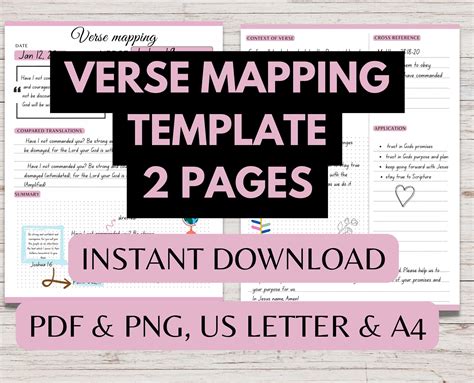 Verse Mapping Printable Template Bible Study Notes Scripture Journal