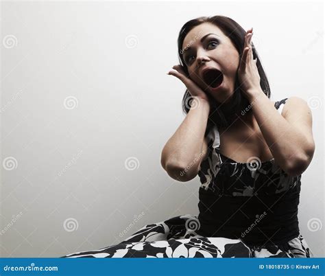 Studio Photo Of Beautiful Emotional Brunette Stock Image Image Of
