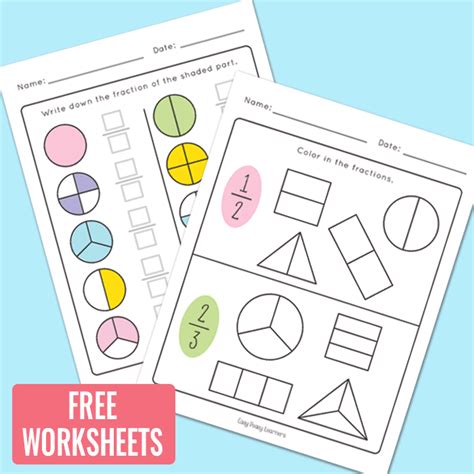 First Grade Fractions Worksheets - Easy Peasy Learners