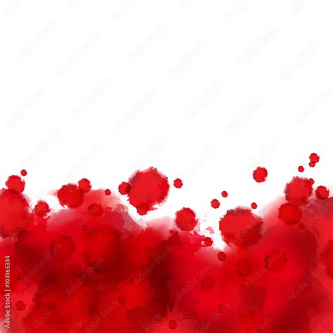 Red watercolor paint spots on white background. Border isolated Stock ...