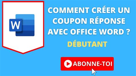 Comment créer un coupon réponse avec Office Word YouTube