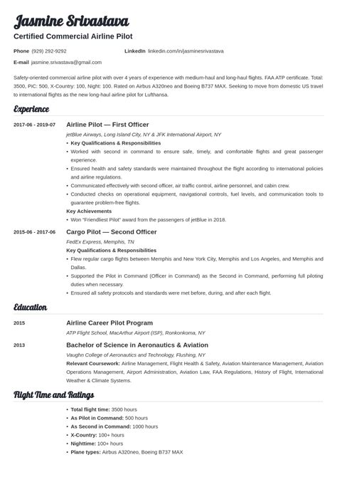 Pilot Resume Template Pilot Resume Template And 25 Writing Tips A