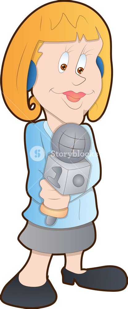 Tv Reporter - Cartoon Character Royalty-Free Stock Image - Storyblocks