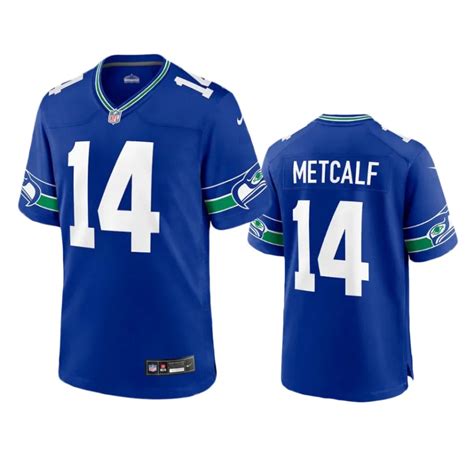 Seattle Seahawks Dk Metcalf Royal Throwback Game Jersey Jerseyok Shop