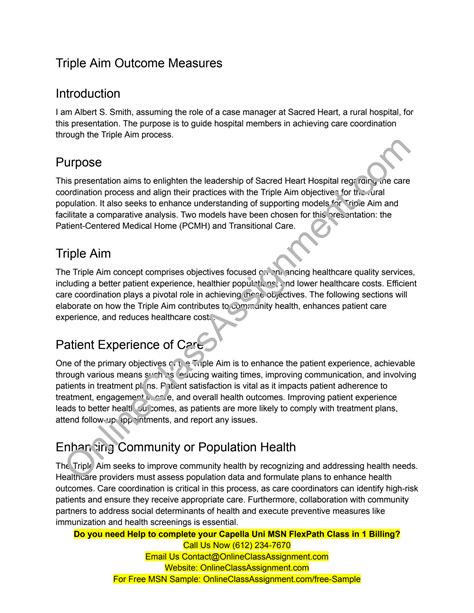 SOLUTION Nurs Fpx 6612 Assessment 1 Triple Aim Outcome Measures